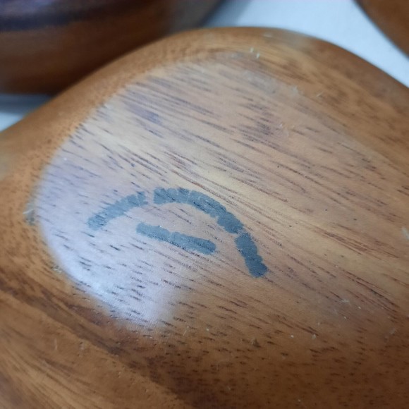Vintage Genuine Monkeypod Wood Seed Pod Shaped Dish Lot of 3 Wooden Monkey Pod - Picture 10 of 12